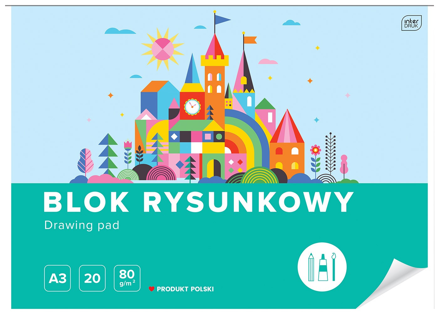 Blok rysunkowy A3, 80g, 20 kartek, Interdruk